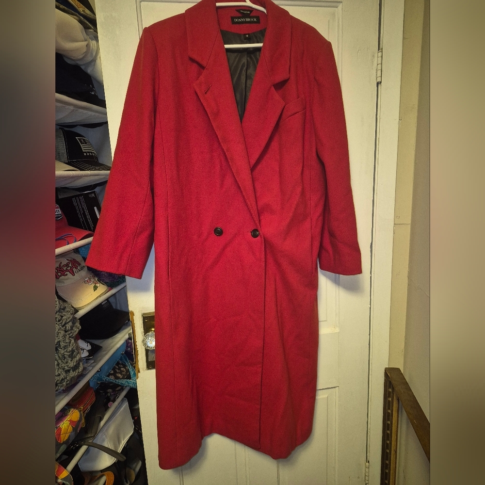 Vintage Donny Brooks Red Trench Style Coat 14 Made In UKRAINE
